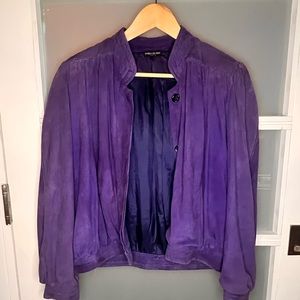 Vintage Yves St Laurent purple suede bomber jacket. Side 6